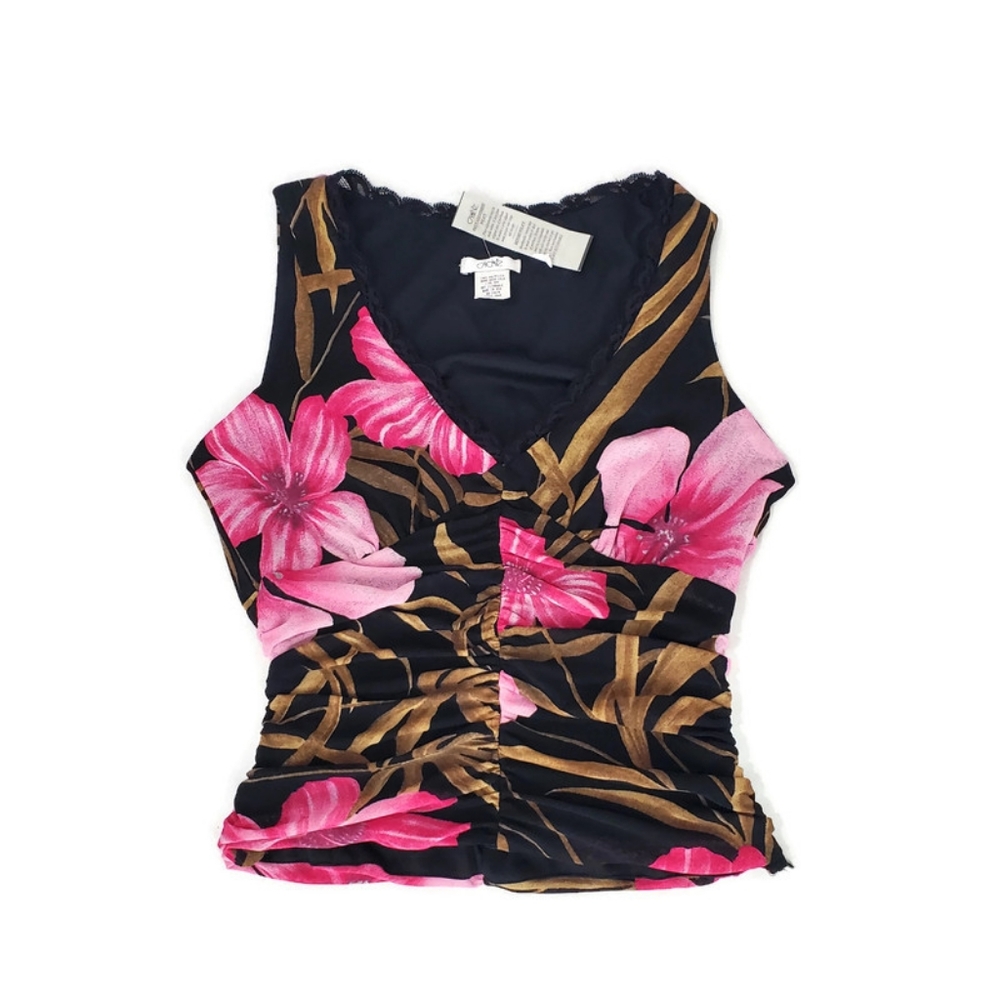Cache Black Floral Two-Piece Skirt Set with Pink & Brown Print - Picture 6 of 16